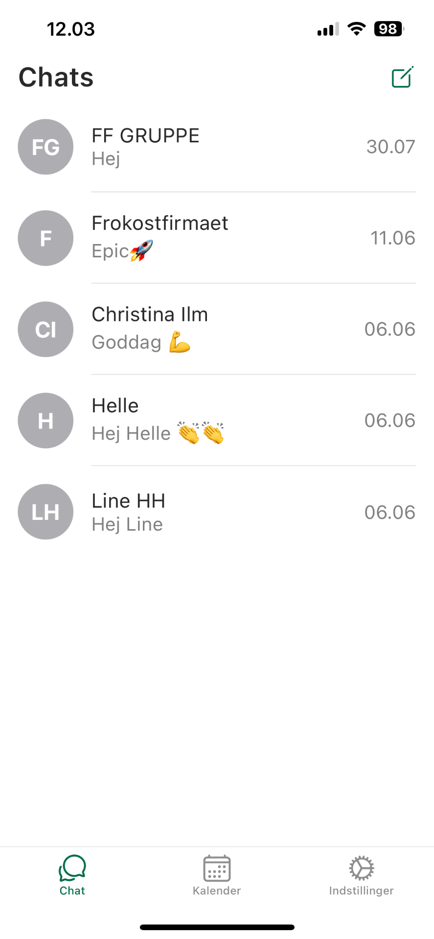 App chat oversigt